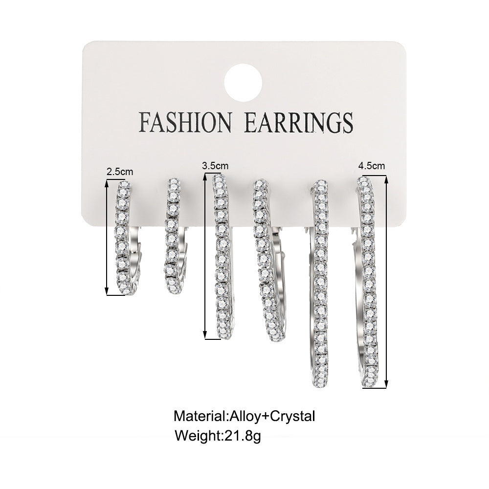 European And American Fashion Minimalist Shiny Three Pair Earrings