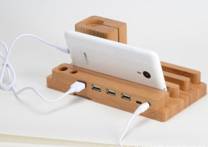 Compatible with Apple , Bamboo, wood and Mobile applewatch bracket charging wooden bracket multi-function flat cell phone base