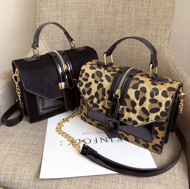 Korean Style Leopard Print Shoulder Bag Crossbody Bags For Women With Zipper Decoration Ladies Chain Handbags