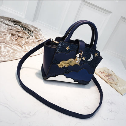 Women Leather Embroidery Handbags Girl Shoulder Bags