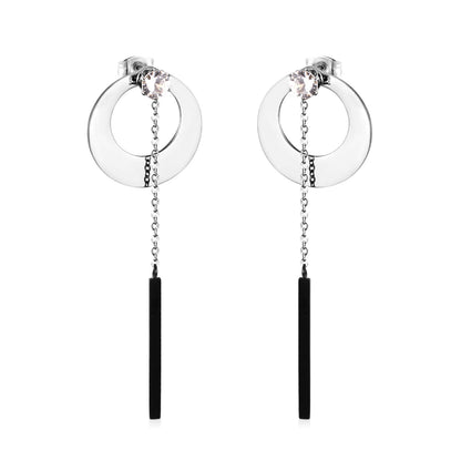 Tassel Special Black Temperament Mini With Zircon Ring Pendant Earrings