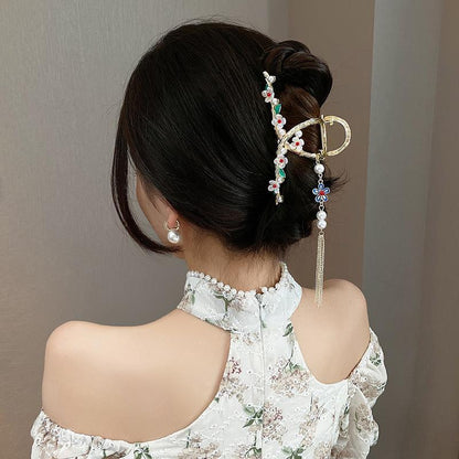 Women's Fashion Tassel Pearl Flower Hair Clip Headpiece