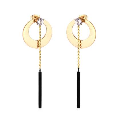 Tassel Special Black Temperament Mini With Zircon Ring Pendant Earrings