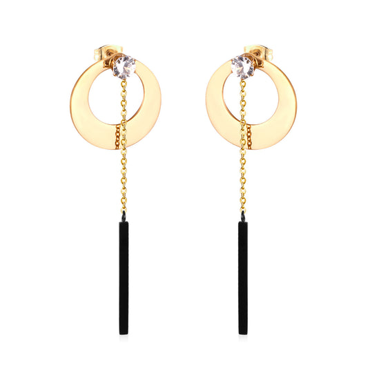 Tassel Special Black Temperament Mini With Zircon Ring Pendant Earrings