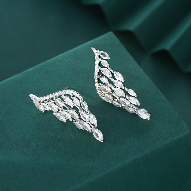 Full Diamond Super Shiny Angel Wings Stud Earrings