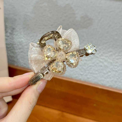 Acrylic Jaw Clip High-end Diamond Clover Bow AB Double-sided Medium Hair Accessories