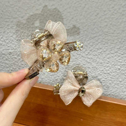 Acrylic Jaw Clip High-end Diamond Clover Bow AB Double-sided Medium Hair Accessories