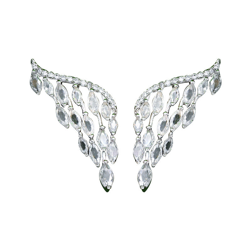 Full Diamond Super Shiny Angel Wings Stud Earrings