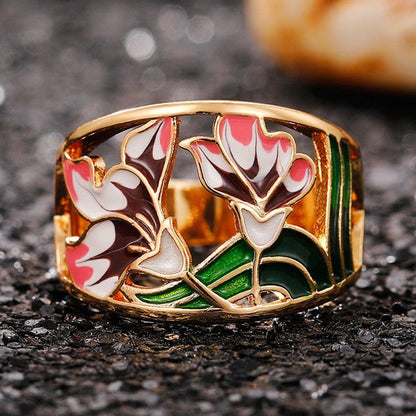 Fashion Trend Oil Dripping Pattern Ring