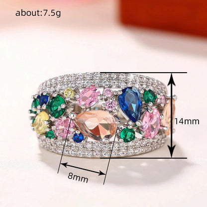 Exaggerated Rainbow Design Water Drop Ring