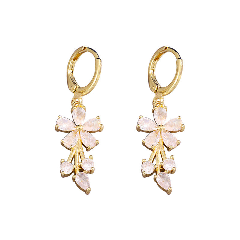 Fashion Micro Inlaid Zircon Flower Earrings For Women