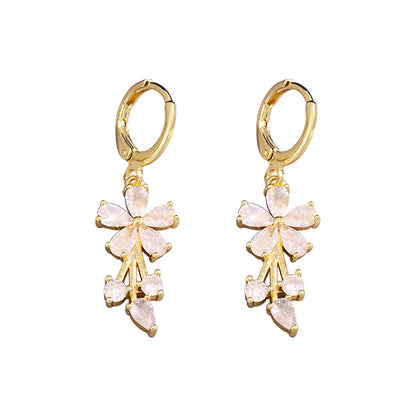 Fashion Micro Inlaid Zircon Flower Earrings For Women