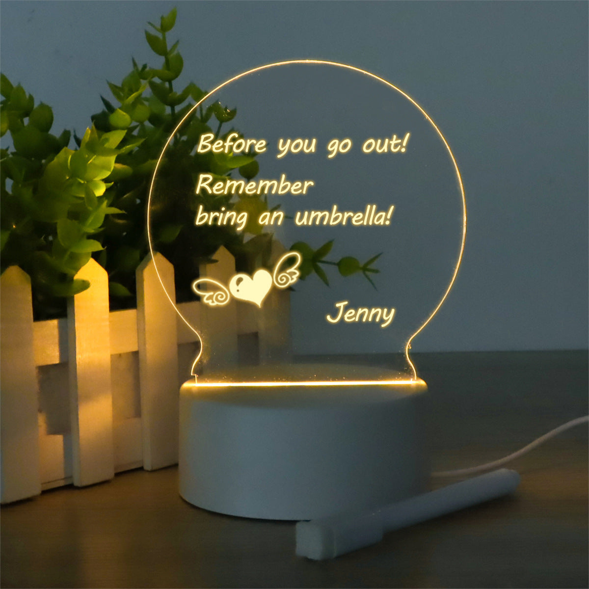 LED Light Note Board Usb Desktop Night Light Luminous Handmade Writing Board Acrylic Message Board Creative Gift