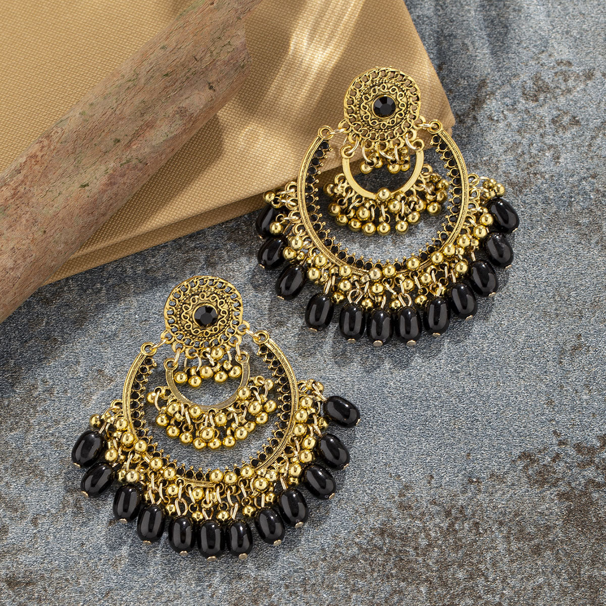 Oversized Vintage Earrings Hollow Bell Tassel