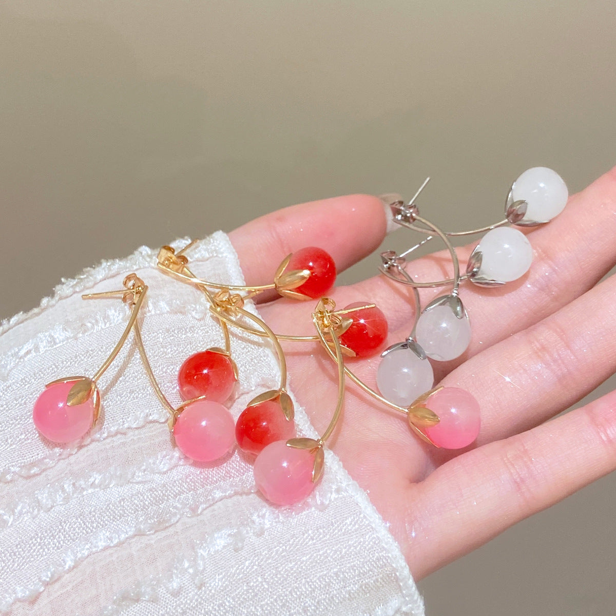 Fashion Cherry Earrings Female Sweet