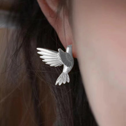 Creative Design Bird Stud Earrings Female Literary Retro