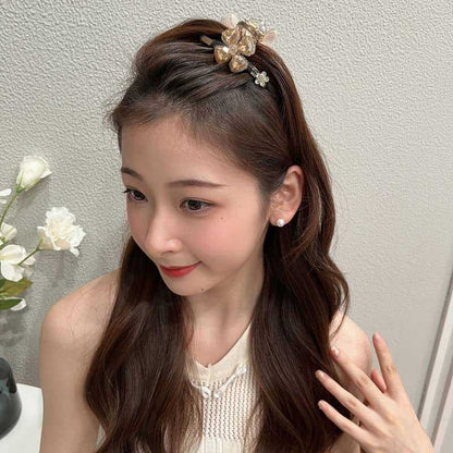 Acrylic Jaw Clip High-end Diamond Clover Bow AB Double-sided Medium Hair Accessories