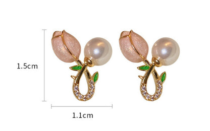 Fashion Personality Bead Tulip Flower Earrings