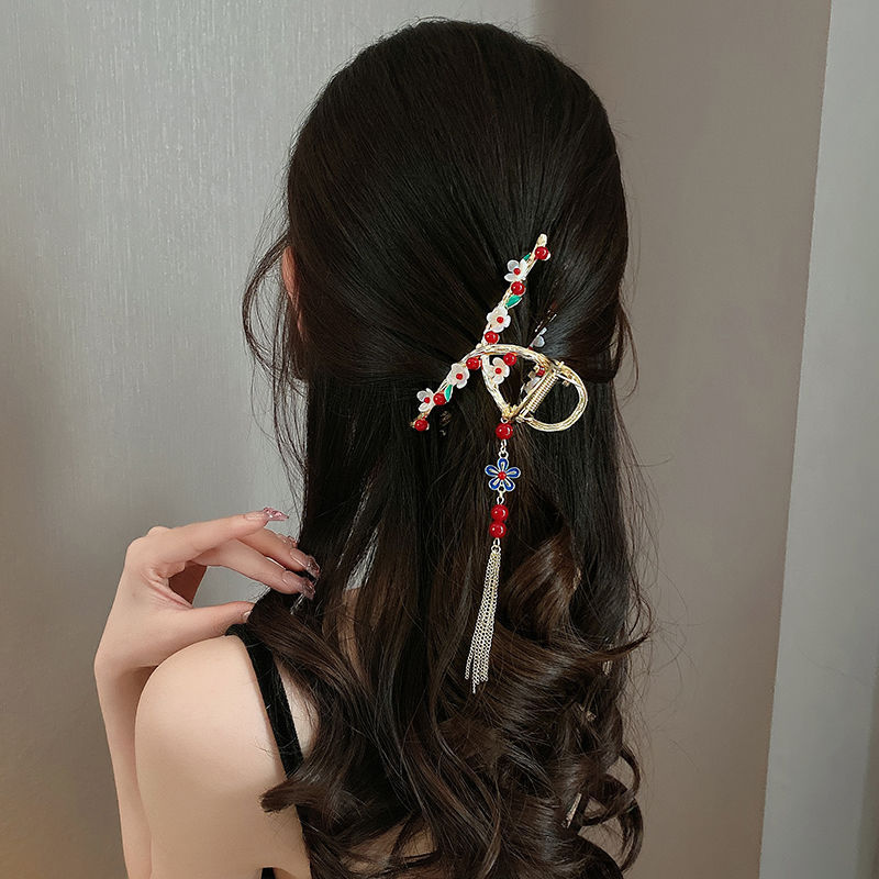 Women's Fashion Tassel Pearl Flower Hair Clip Headpiece