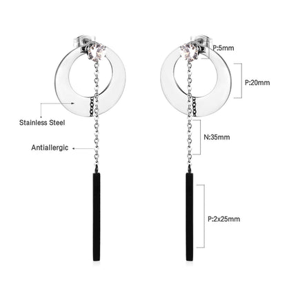 Tassel Special Black Temperament Mini With Zircon Ring Pendant Earrings